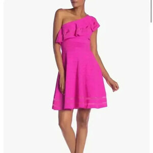 Ted Baker size 3 Hot/Neon Pink Streena Dress One Shoulder Women's size 8 NWOT